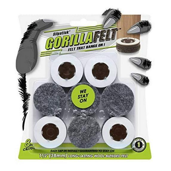 Slipstick Gorillafelt Cb270 Furniture Feet Floor Protectors/Felt Glides (Set Of 8) Tap On Felt Furniture Pads Guaranteed To Stay On, 1-1/2 Inch Round Sliders (Set of 8)