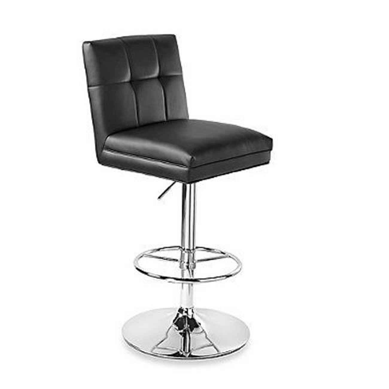 Sloan Chrome Base Adjustable Swivel Stool in Black Leather