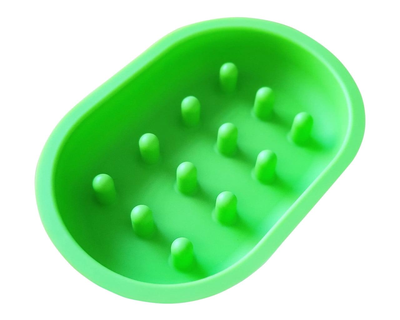 Green Silicone Slow Feeder Bowl for Cats and Small Dogs