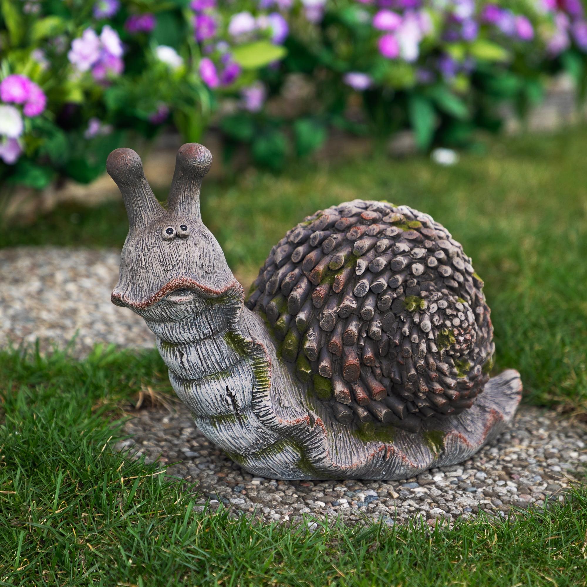 Gray and Green Ceramic Snail Garden Statue - 15"