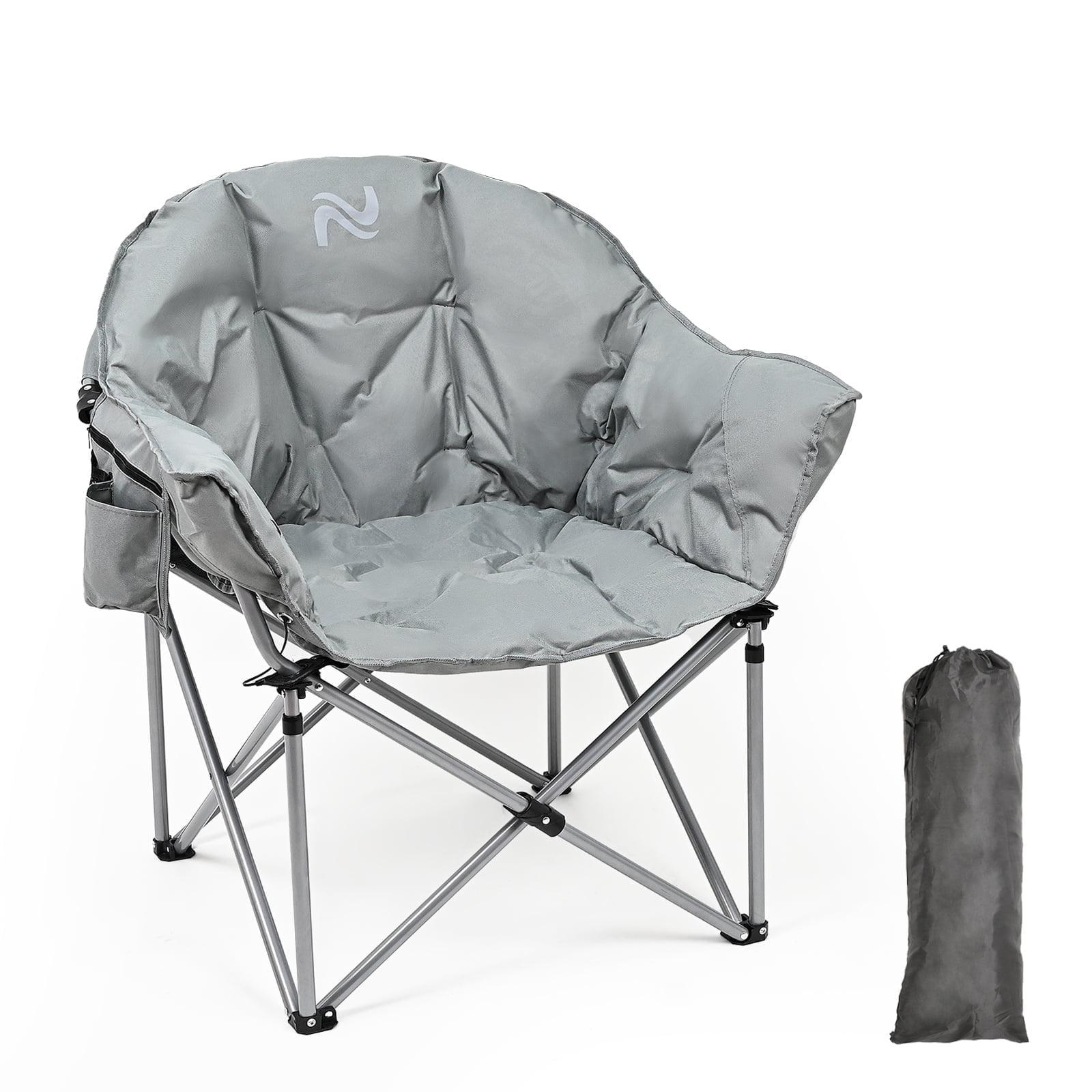 Shabrie Oversized Camping Chair, Fully Padded Folding Moon Saucer Chair With Cup Holder & Carry Bag