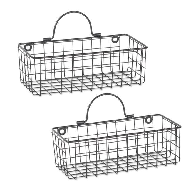 Small Black Wire Wall Basket Set/2
