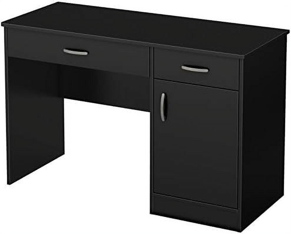 Axess Pure Black Wooden Computer Desk with Drawers and Filing Cabinet