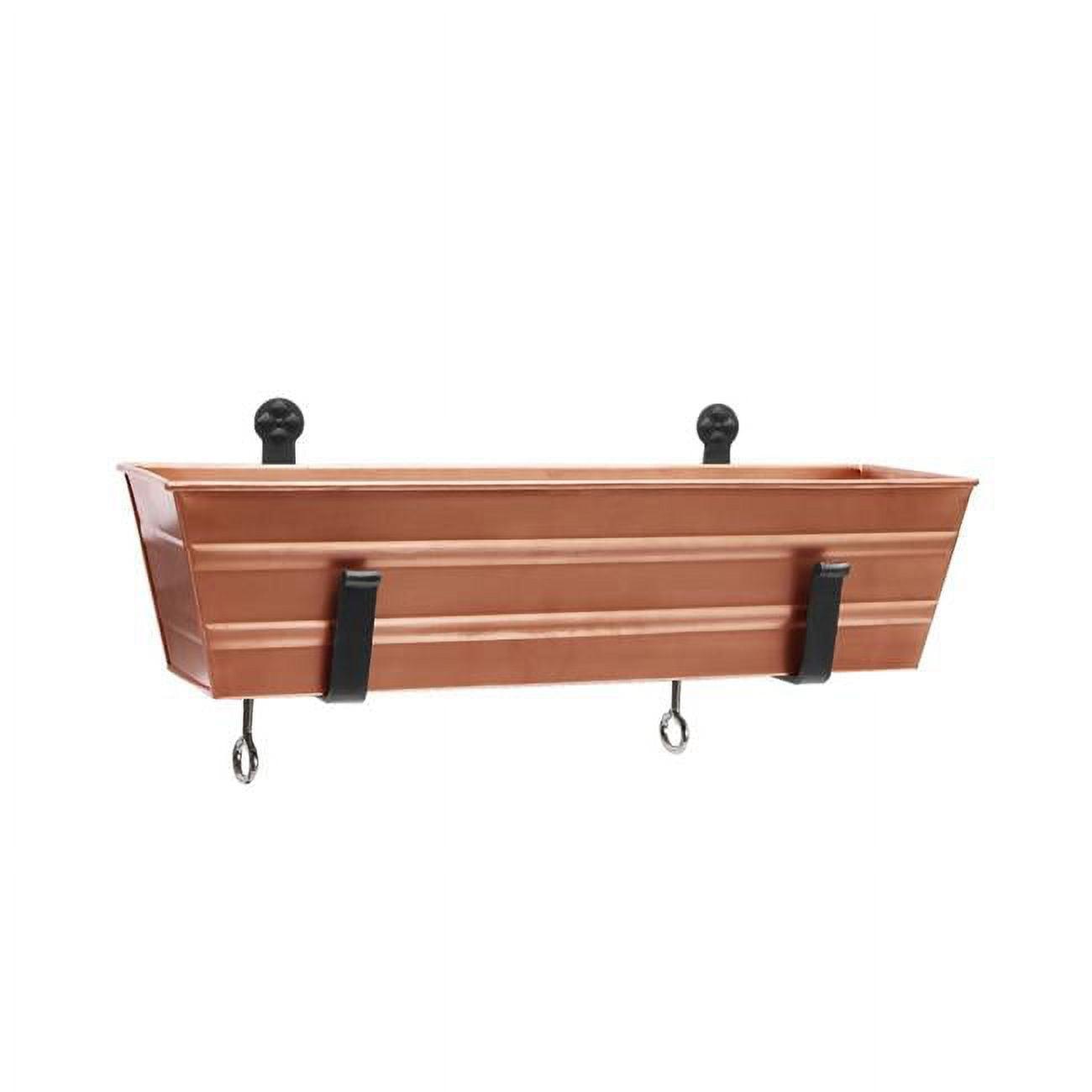 22" Wide Rectangular Flower Box Copper Plated with Clamp-On Brackets - ACHLA Designs: Outdoor Garden, No Assembly