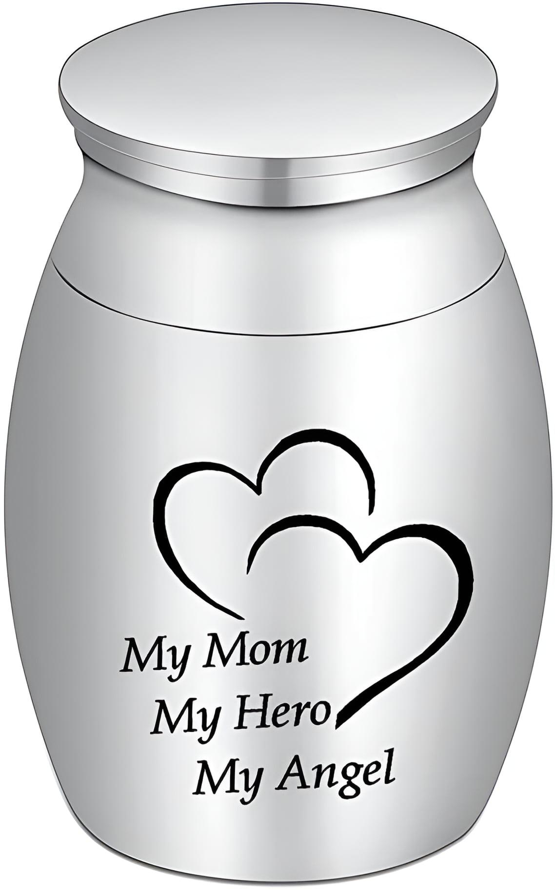 Small Keepsake Urn for Dad Mini Cremation Urns Decorative Memorial Funeral Ashes Holder Silver Engraved Stainless Steel Container for Dad Father 1.57 x 1.18 Inch-My Dad My Hero My Angel