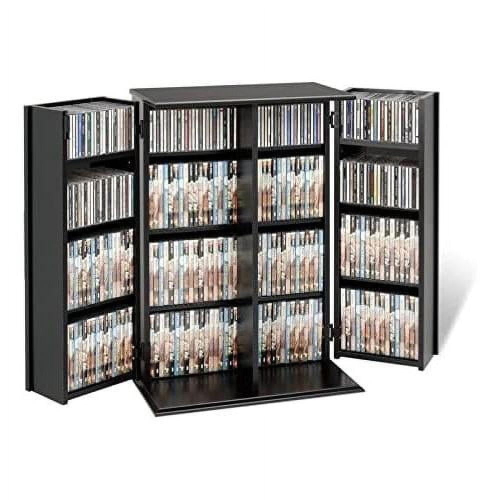 Contemporary 34" Black Engineered Wood Media Cabinet with Nickel Handles