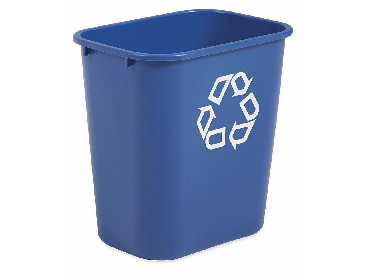 Rubbermaid Commercial Small Deskside Recycling Container Rectangular Plastic 13.625qt Blue 295573BE