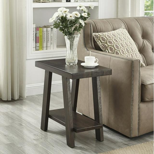 Roundhill Furniture Athens Contemporary Wood Shelf Side Table in Weathered Espresso
