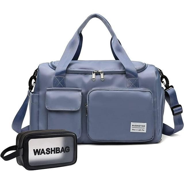 Small Gym Bag for Women, Waterproof Travel Duffle Bag Carry On Weekender Bag with Shoe Compartment & Wet Pocket, Gym Tote Bag for Travel, Workout, Sport