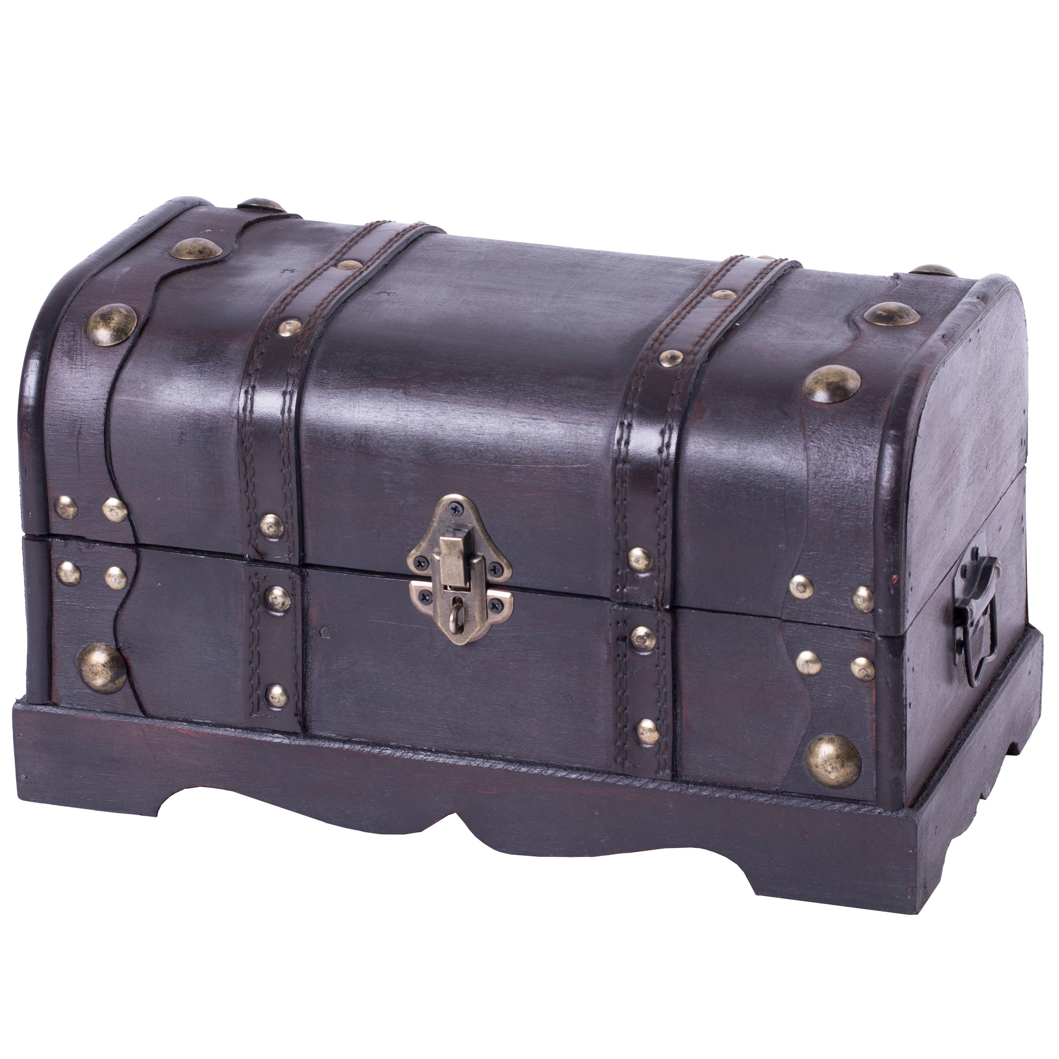 Vintiquewise Small Pirate Style Wooden Treasure Chest