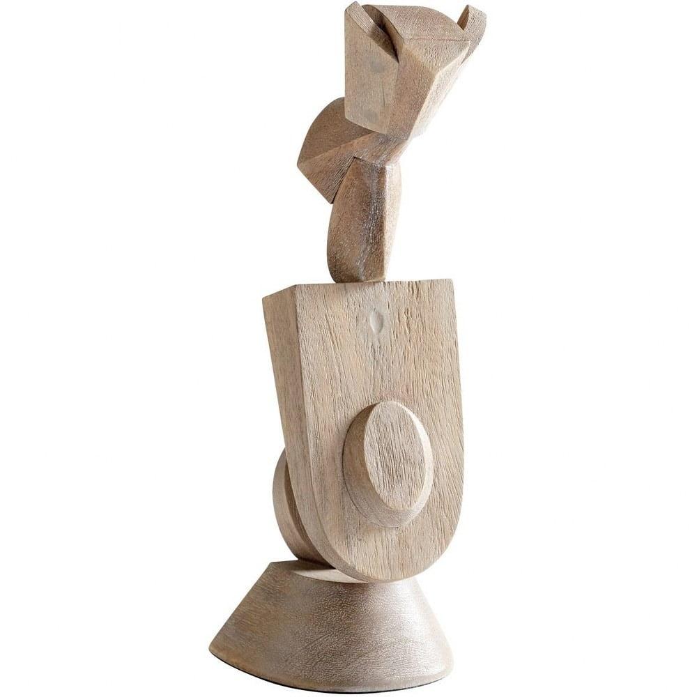 Weathered Grey Abstract Wood Protector Sculpture