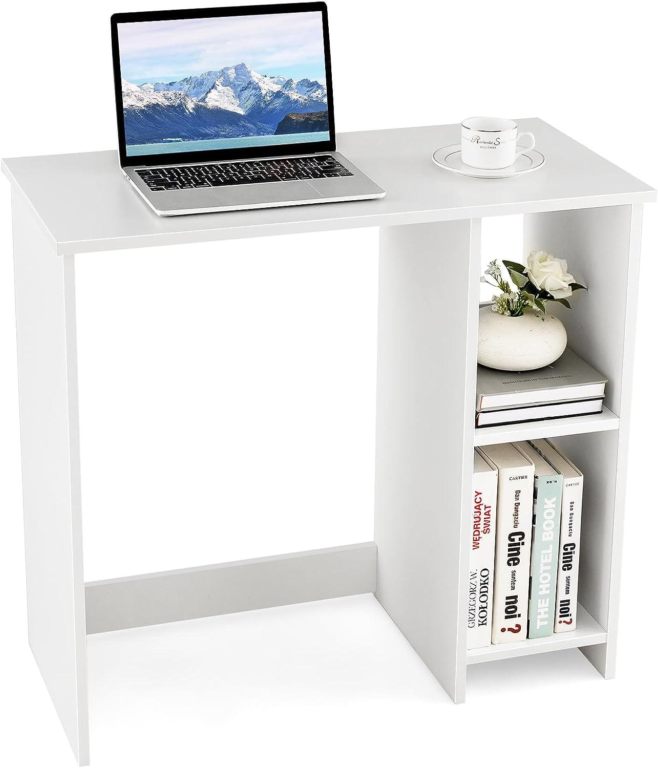 Costway 31.5'' Small Computer Desk Home Office Study Writing Desk with 2 Compartments