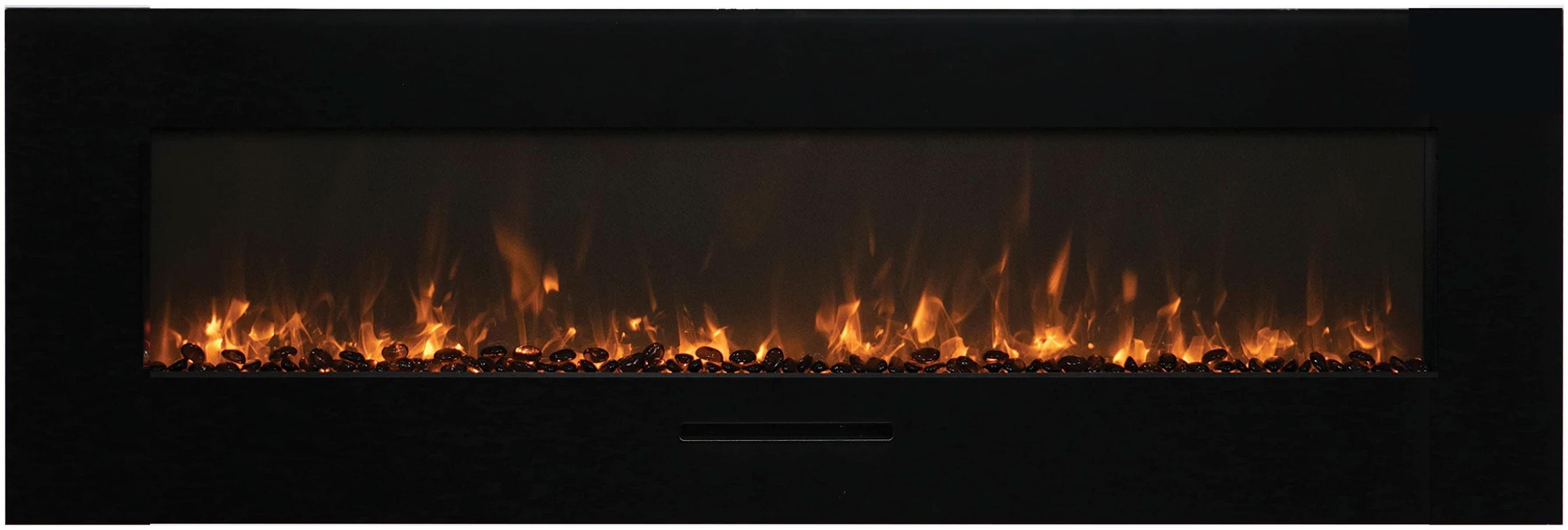 57.5" Black Glass Wall Mounted Electric Fireplace