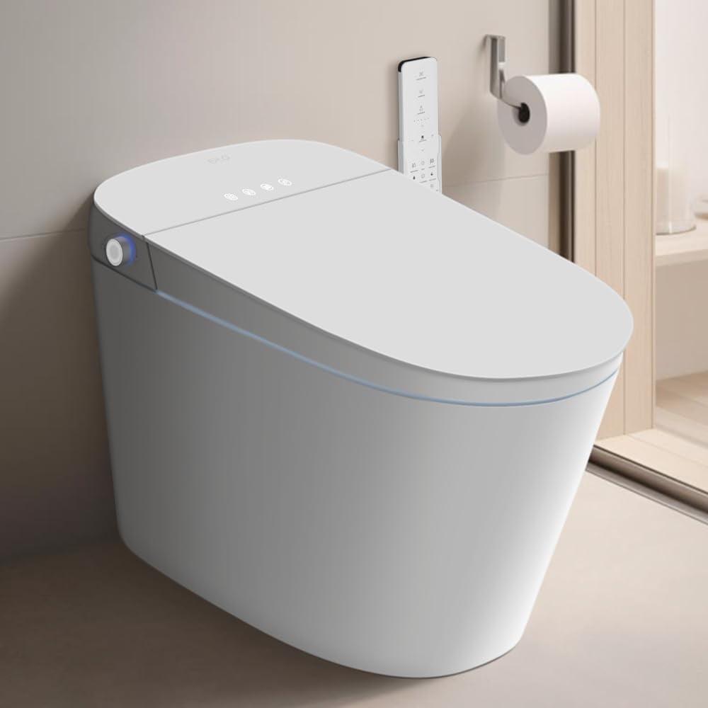 Smart Toilet ADA Comfortable Chair Height, 1000 Gram MaP Flushing Score, Built in Tank, Auto Open & Close Lid, Auto Flush, Foot Sensor Operation