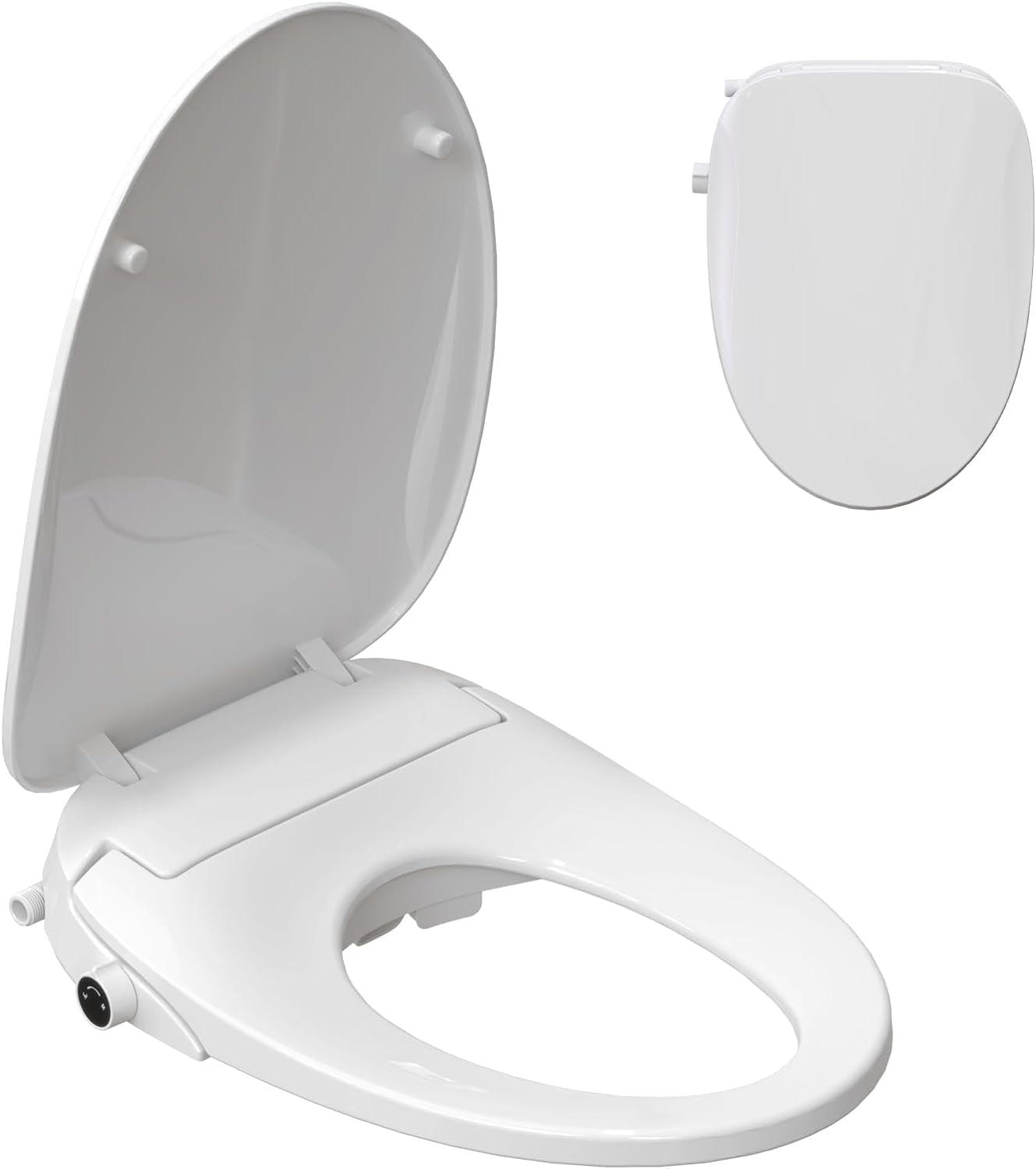 White Elongated Electric Heated Bidet Toilet Seat with Night Light