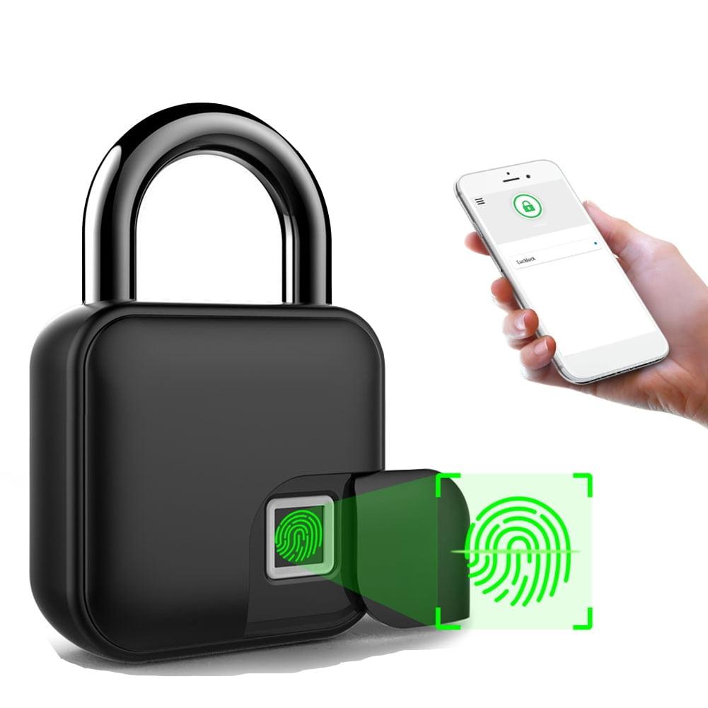 Black Zinc Alloy Smart Fingerprint Padlock with Bluetooth