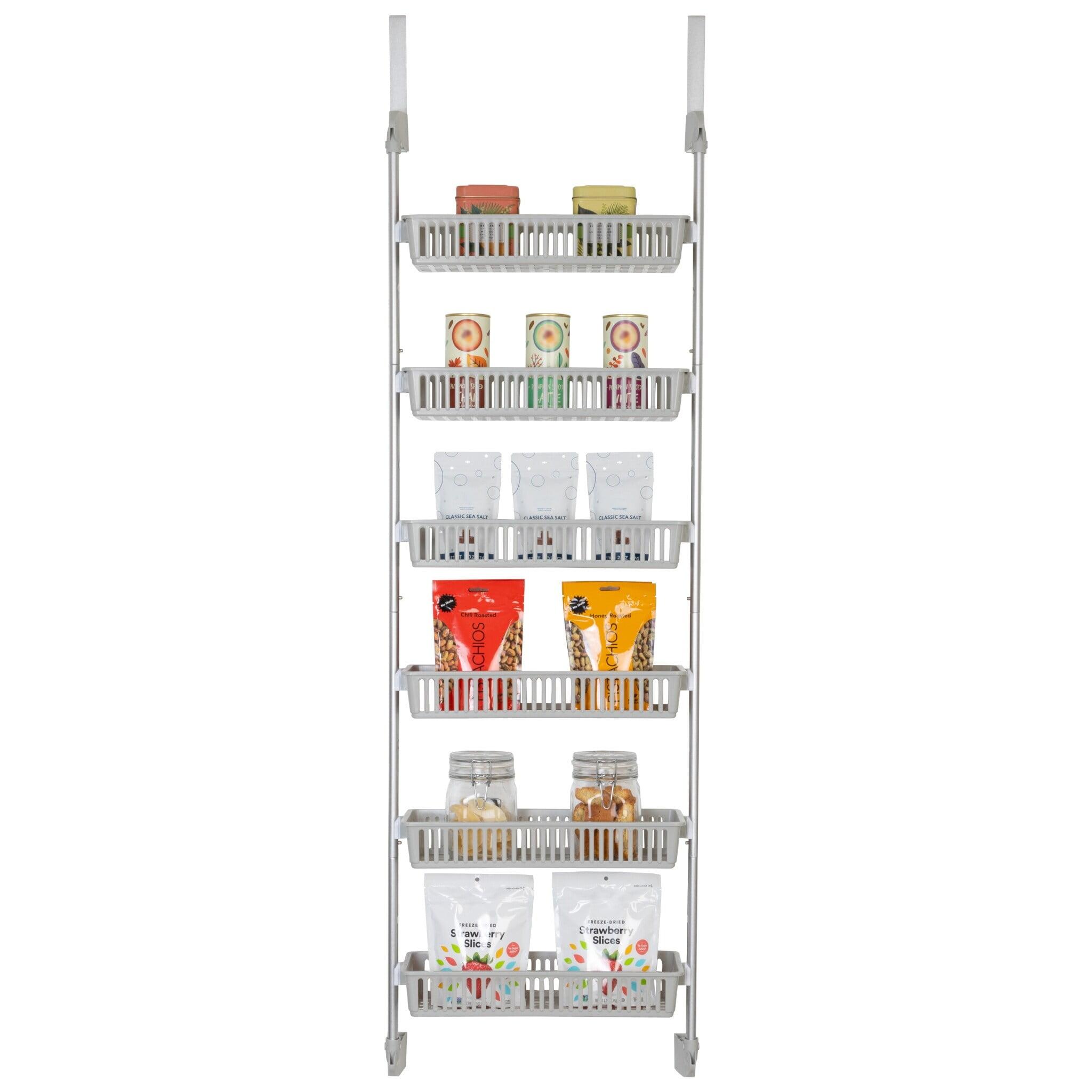 Cool Grey 6-Tier Over-the-Door Steel Pantry Organizer