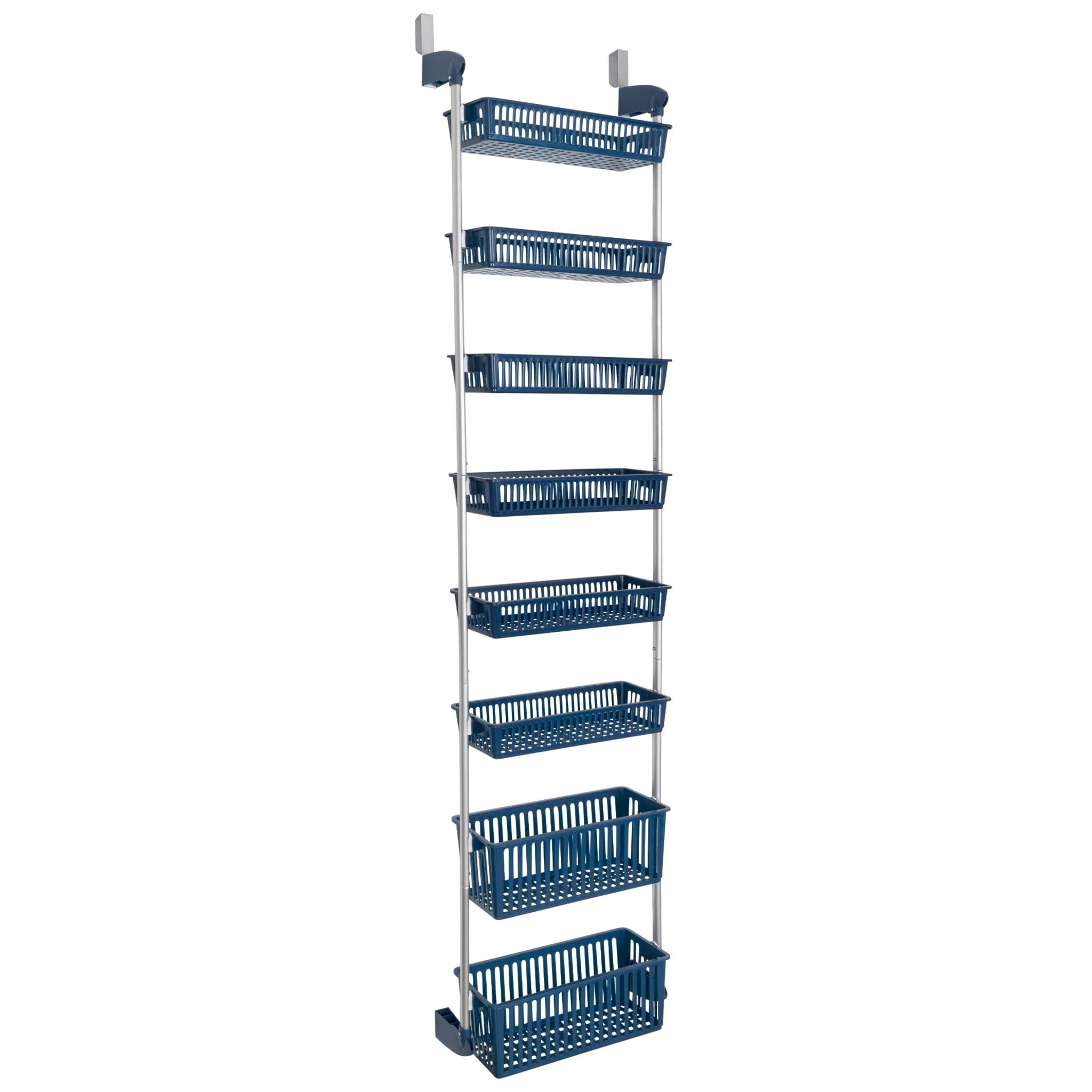 Smart Design 8-Tier Over The Door Hanging Pantry Organizer with 6 full Baskets and 2 Deep Baskets Blue: Kitchen Storage Rack