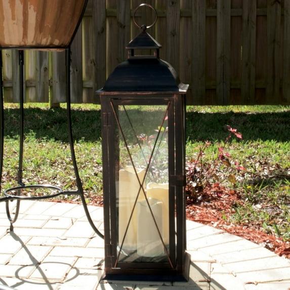 Smart Design 80073 Salerno Triple Candle Led Lantern With On-Off Timer