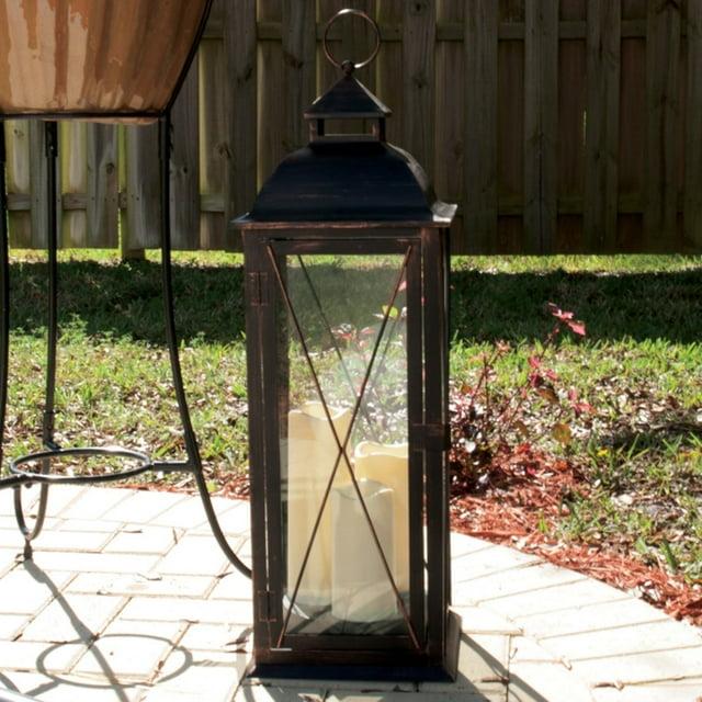 Smart Design 80073 Salerno Triple Candle Led Lantern With On-Off Timer