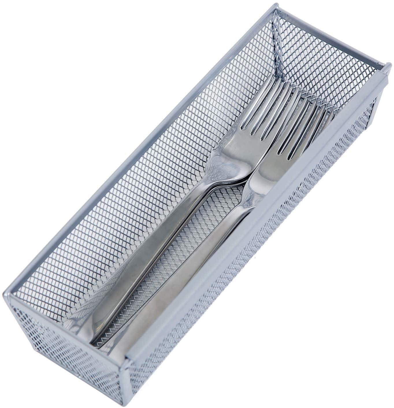 Silver Steel Mesh Rectangular Drawer Organizer Tray