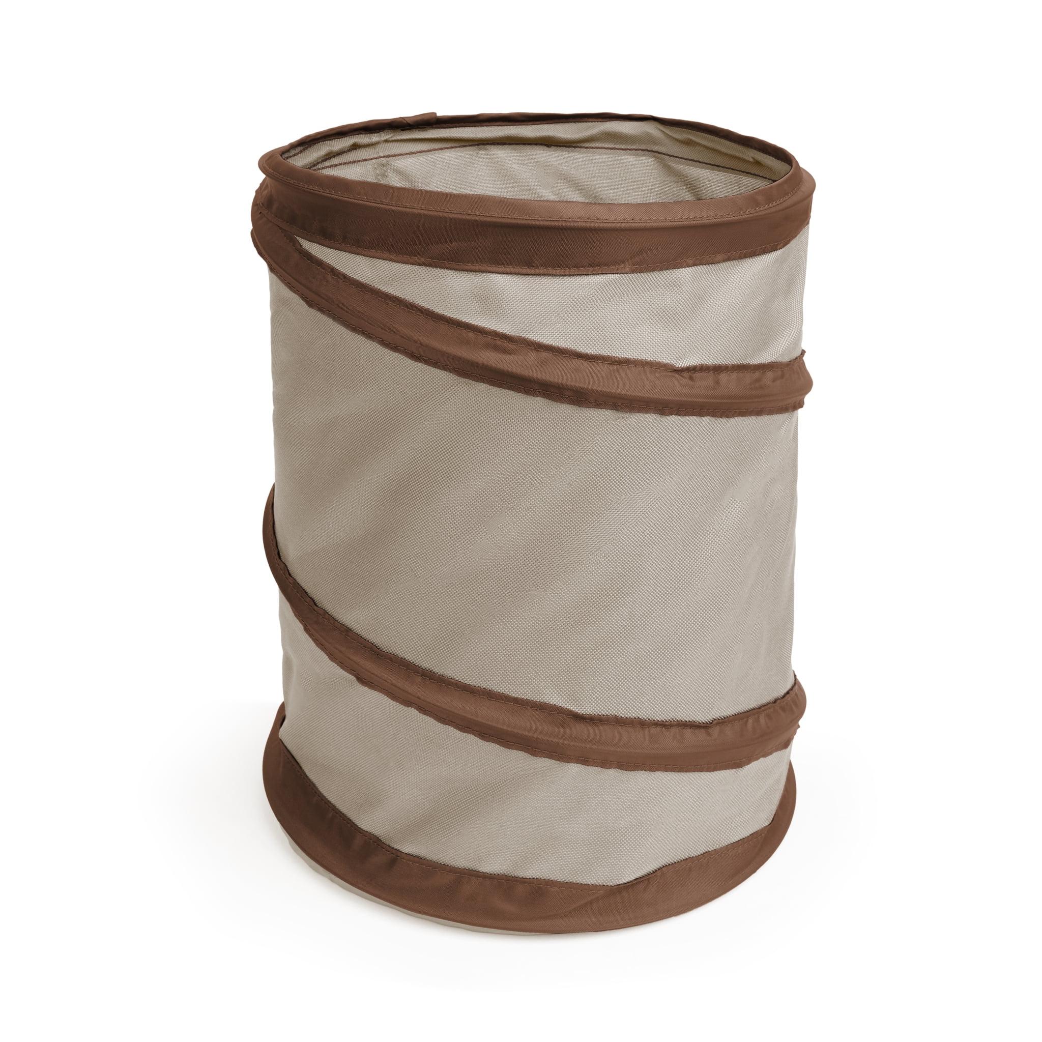 Beige and Dark Brown Collapsible Spiral Trash Bin