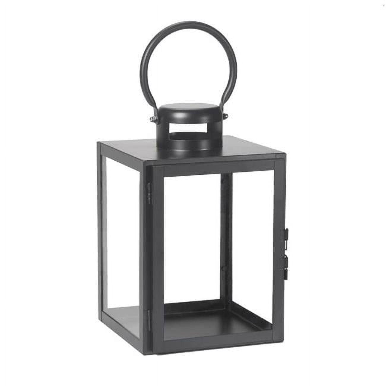 Smart Solar 8081664 11 in. One Mantle Glass & Metal Huntington Lantern - Black - Pack of 2
