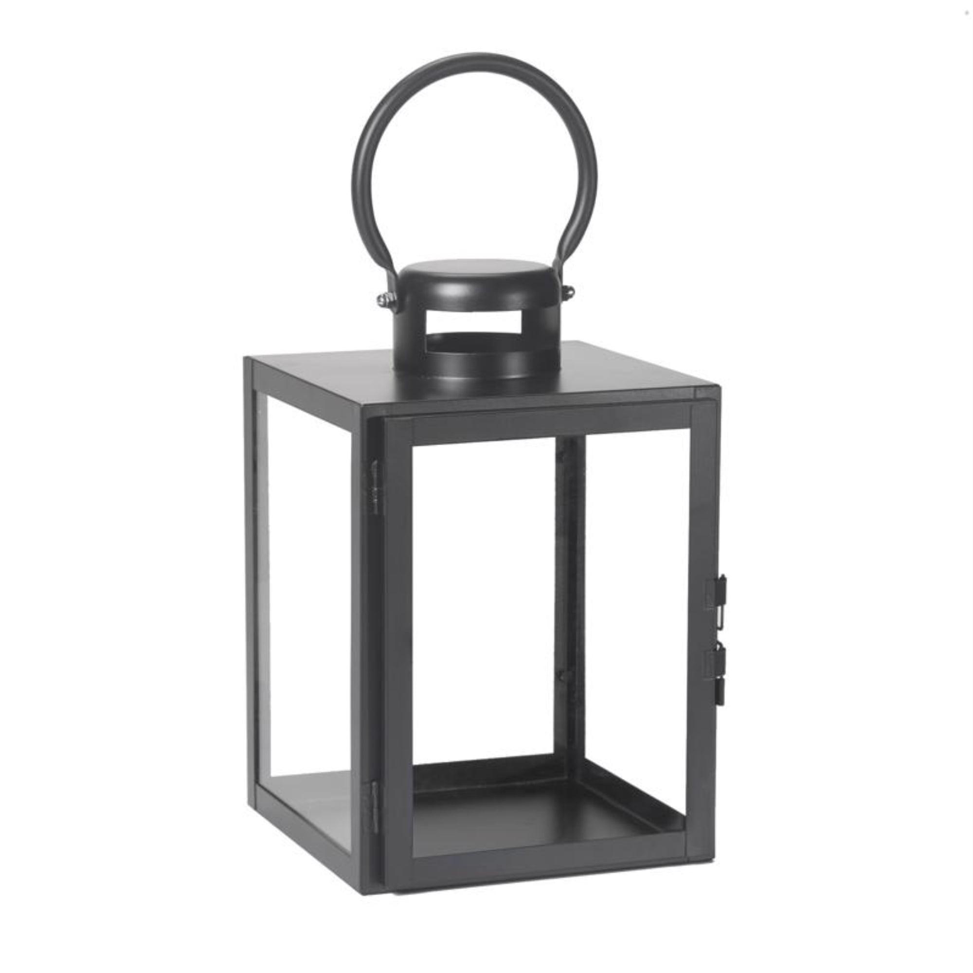 Smart Solar 8081664 11 in. One Mantle Glass & Metal Huntington Lantern - Black - Pack of 2
