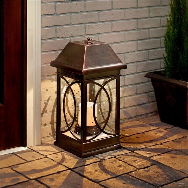 Bronze 22" Solar LED Outdoor Lantern with Seeded Glass