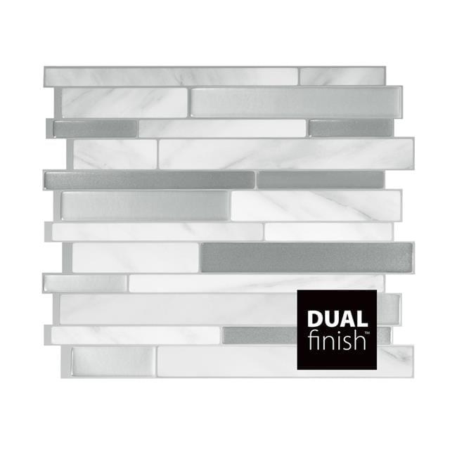 Smart Tiles 4pk Milano Carrera Peel and Stick 3D Backsplash: Vinyl Tile Wallpaper, Pre-Pasted, Washable, Gray, 2.8 sq ft Coverage