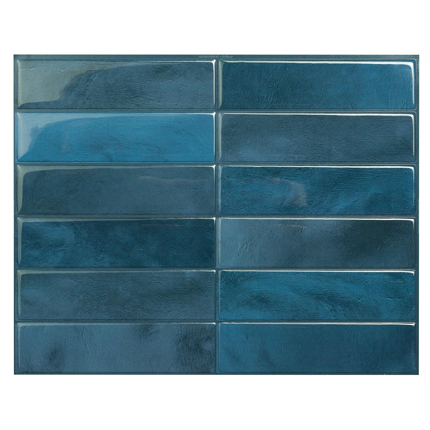 Blue 3D Adhesive Peel and Stick Backsplash Tile 5-Pack