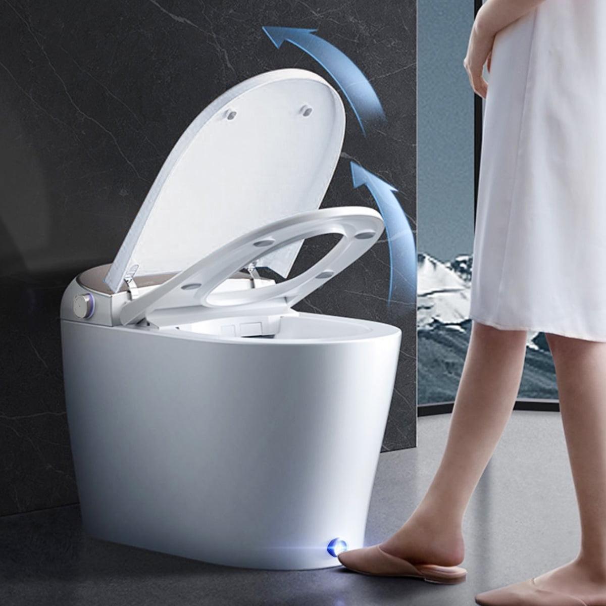 Smart Toilet Auto Open/Close Lid, Auto Flush, Elongated Tankless Bidet Toilet, Blackout Can Flush