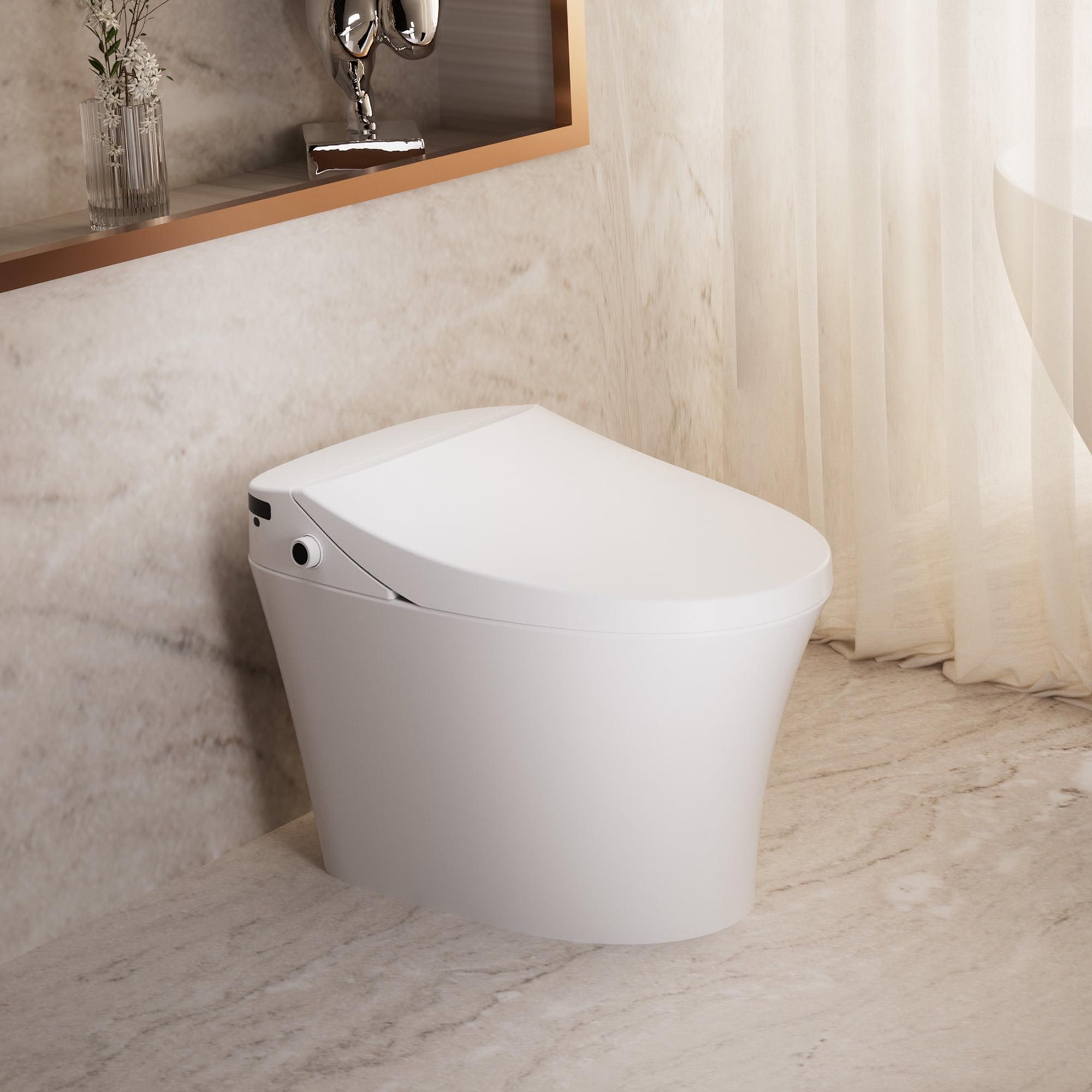 Vanity Art Elongated Smart Toilet Bidet with Auto Flush, Heated Seat, Air Drying, Remote Control, LED Display VAST68G