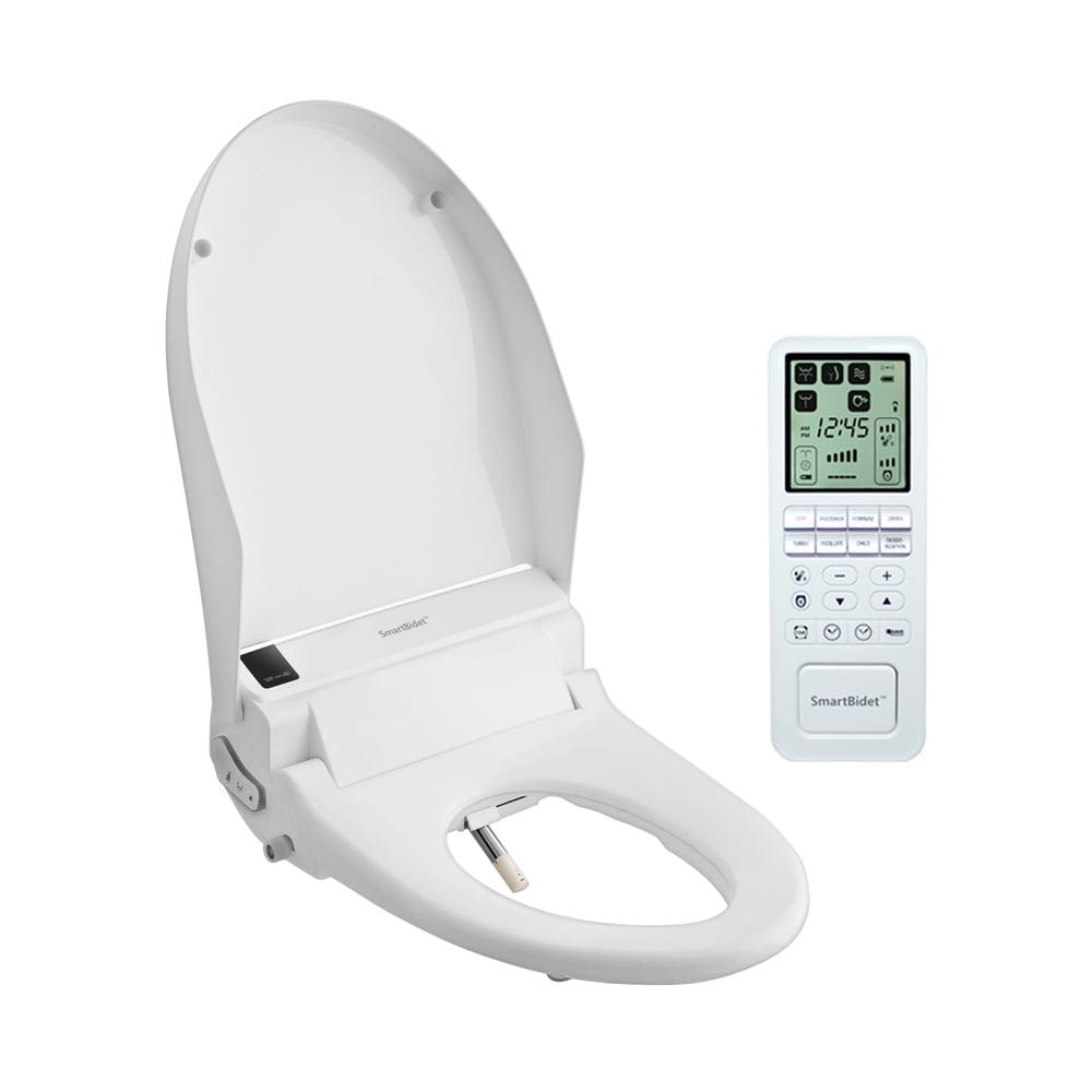 White Elongated Electric Bidet Toilet Seat with Remote Control