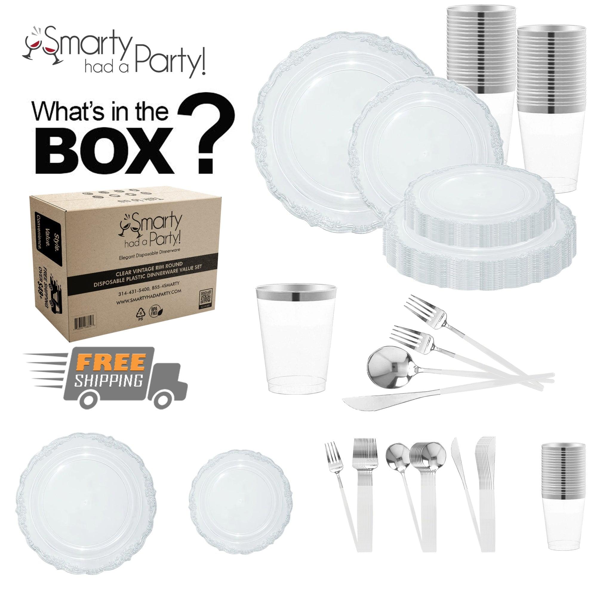 Smarty Had A Party Clear Vintage Plastic Tableware Set - 120 Sets