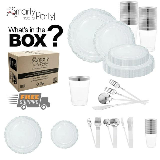 Smarty Had A Party Clear Vintage Plastic Tableware Set - 120 Sets