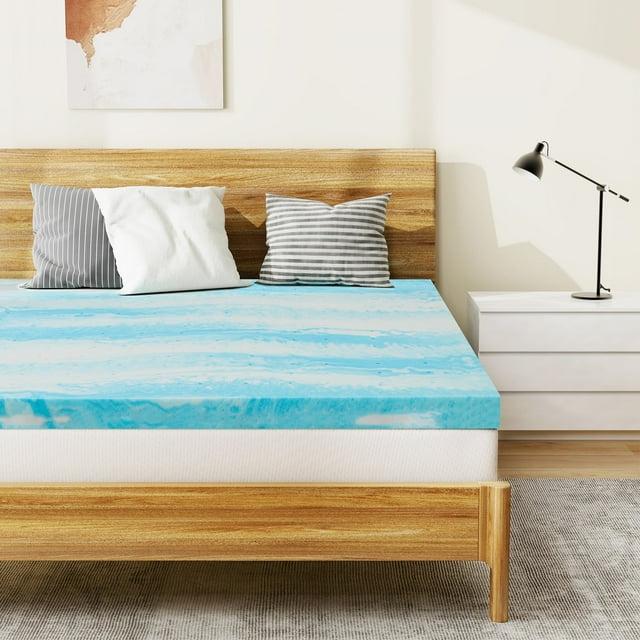Alwyn Home 2 Inch Memory Foam Mattress Topper Twin Size, Gel Infused Memory Foam Bed Topper For Back Pain Relief, Cooling Mattress Pad,(Blue/Twin)