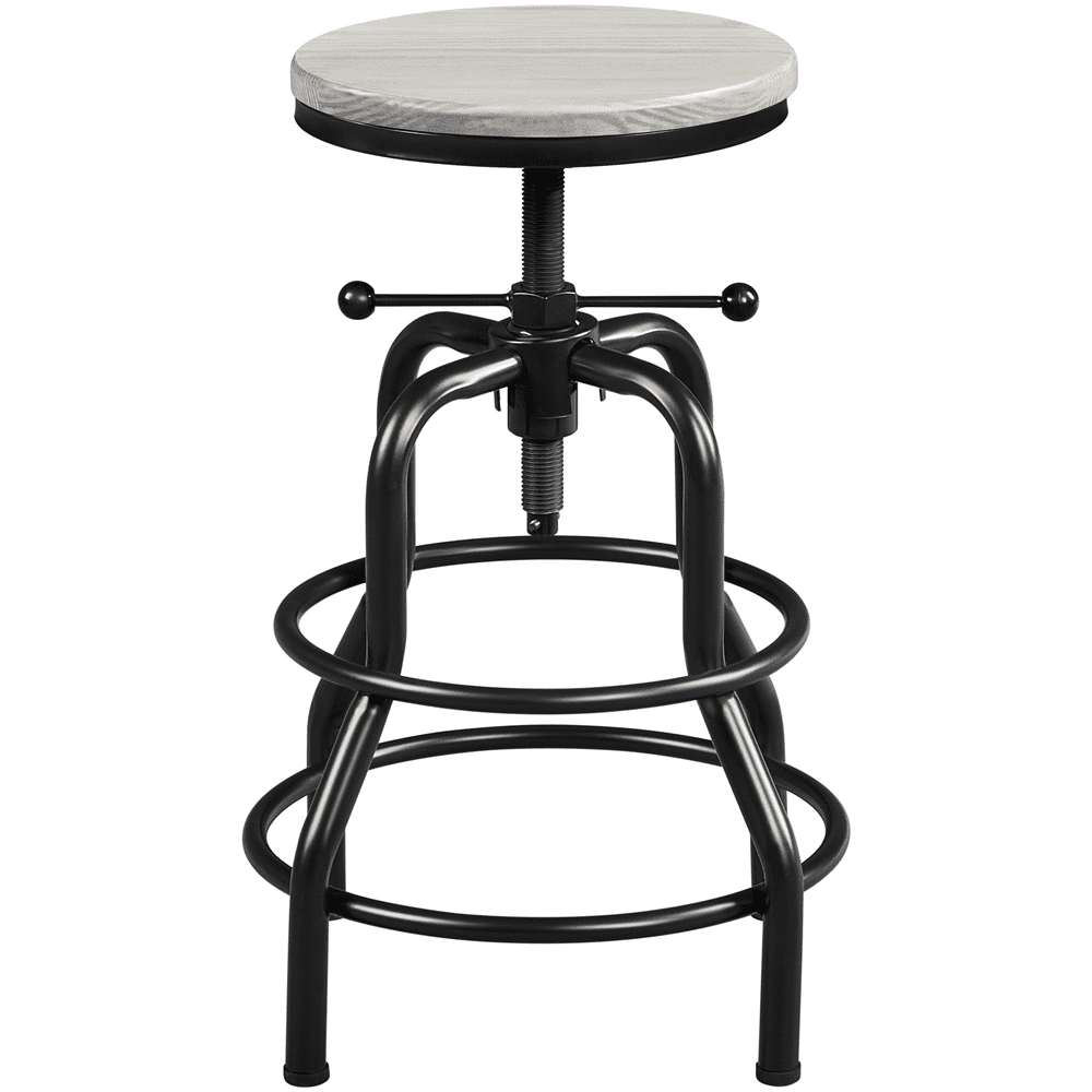 Alden Design Industrial Swivel Counter-Height Bar Stool Round Wood Seat for Kitchen, Gray