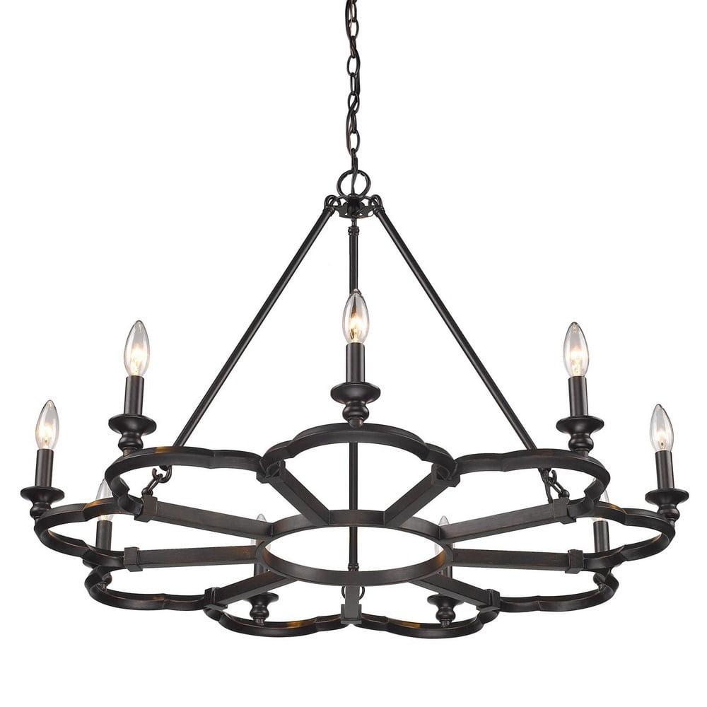 Smithsonian Castle Inspired Aged Bronze 9-Light Chandelier