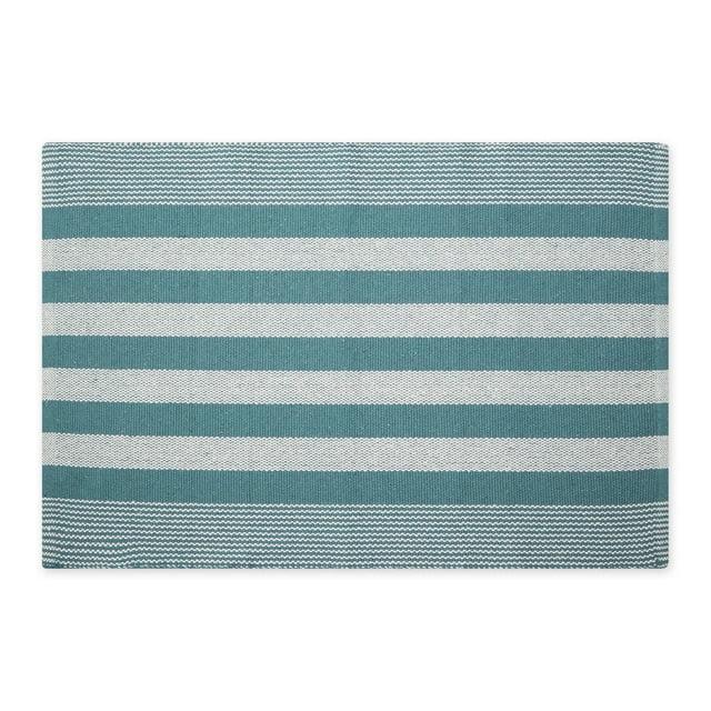 Smoke Blue Cabana Stripe Handwoven Recycled Yarn Rug 2x3 Ft