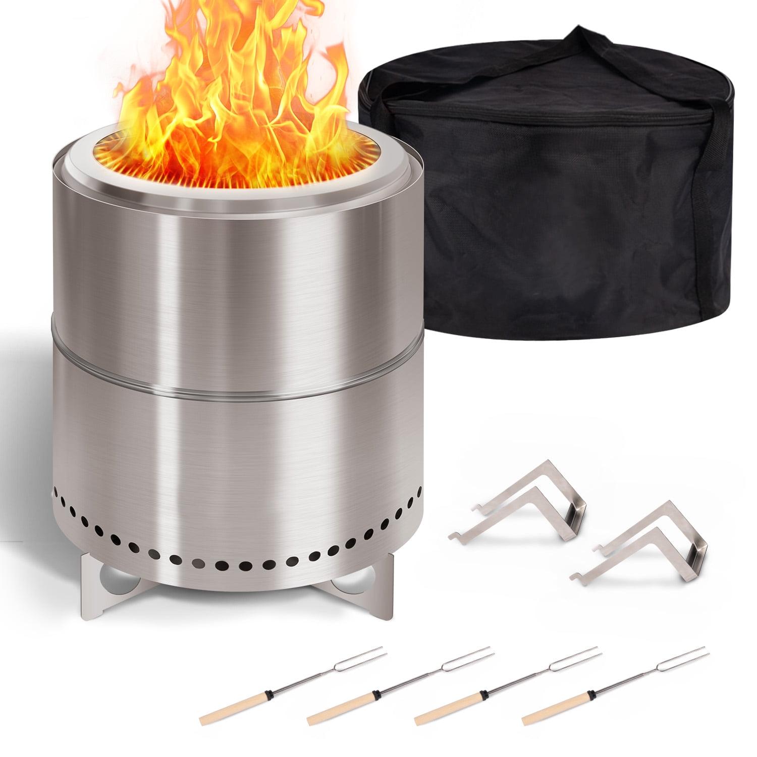 15-Inch Stainless Steel Smokeless Wood Burning Fire Pit with Stand