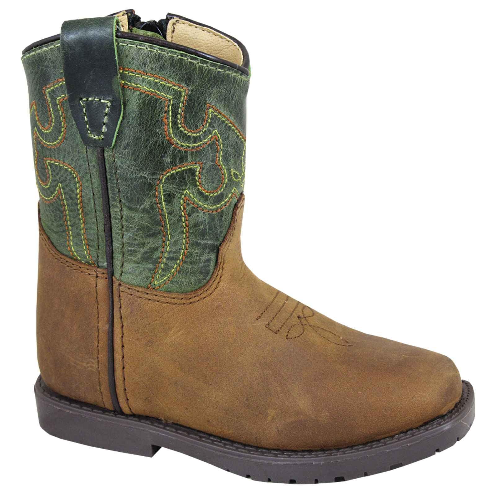 Toddler Unisex Casual Western Boot with Side Zip in Green Crackle