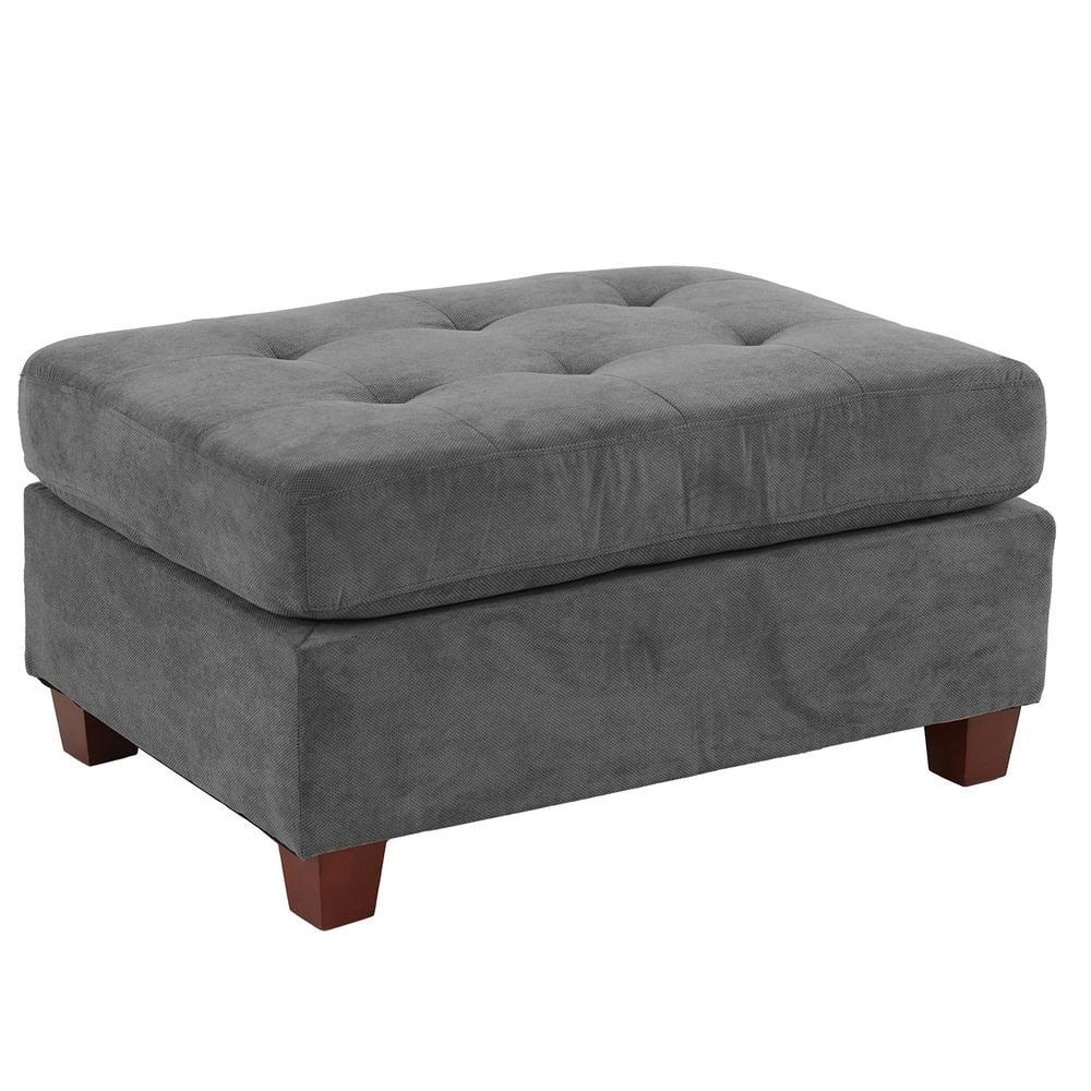 Poundex Furniture Fabric Cocktail Ottoman in Charcoal Gray Color