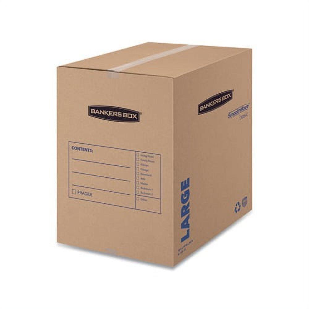 Bankers Box SmoothMove Basic Moving Boxes, Regular Slotted Container (RSC), Large, 18" x 18" x 24", Brown/Blue, 15/Carton