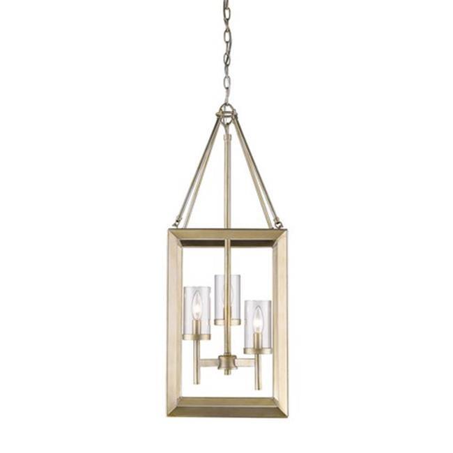 White Gold 3-Light Pendant with Clear Glass Shade