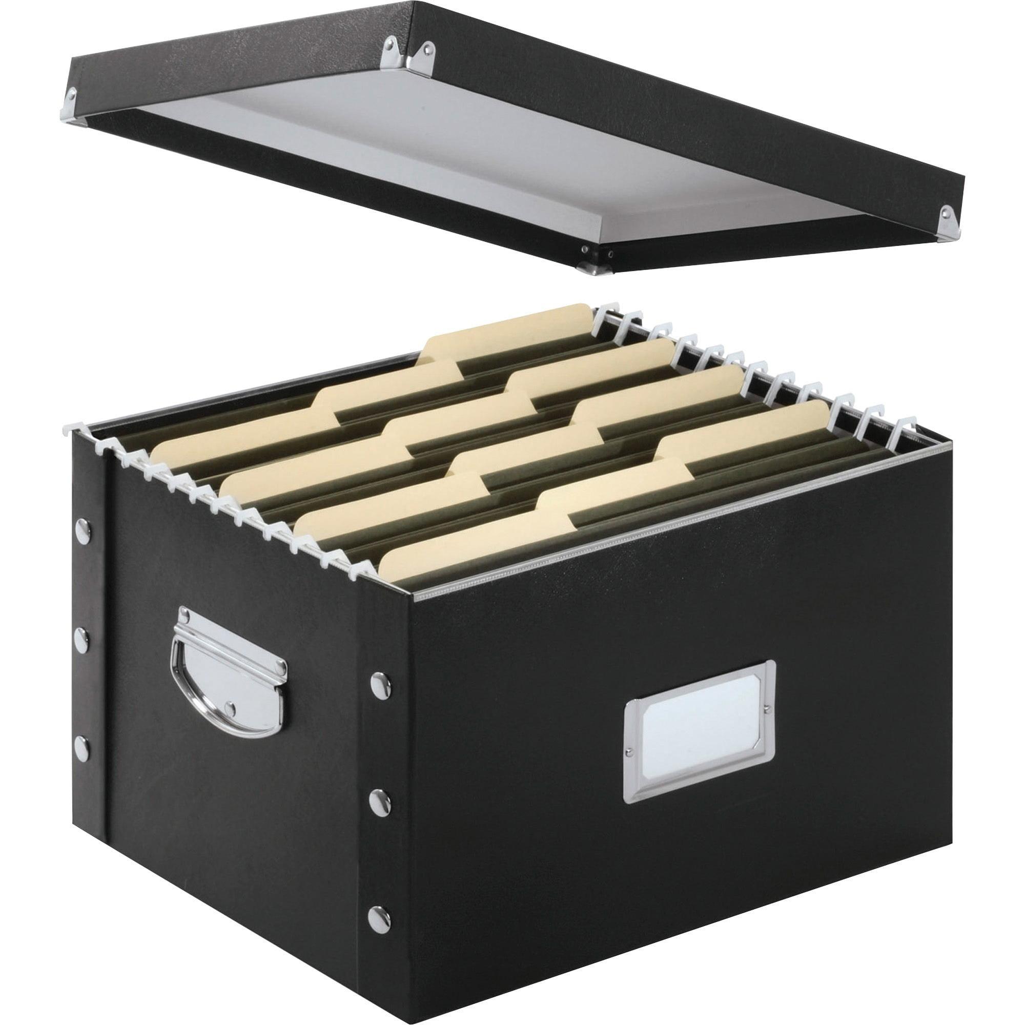 Black Laminated Fiberboard Storage Box with Lift-Off Lid