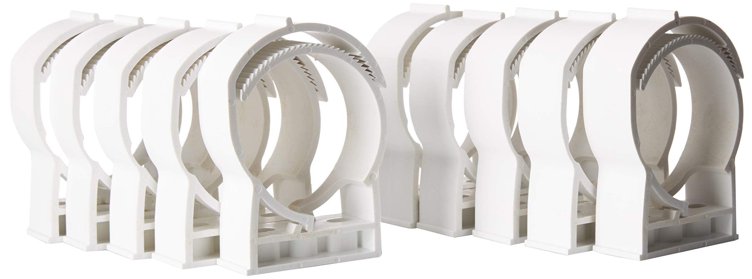 SnapnStrut 101-115HSPP White 10pack White Surface Mount Polypropylene Pipe Hanger, American Made for 4 inch Pipe, one-Piece Hanger for Pipes, Cable, or Conduit.