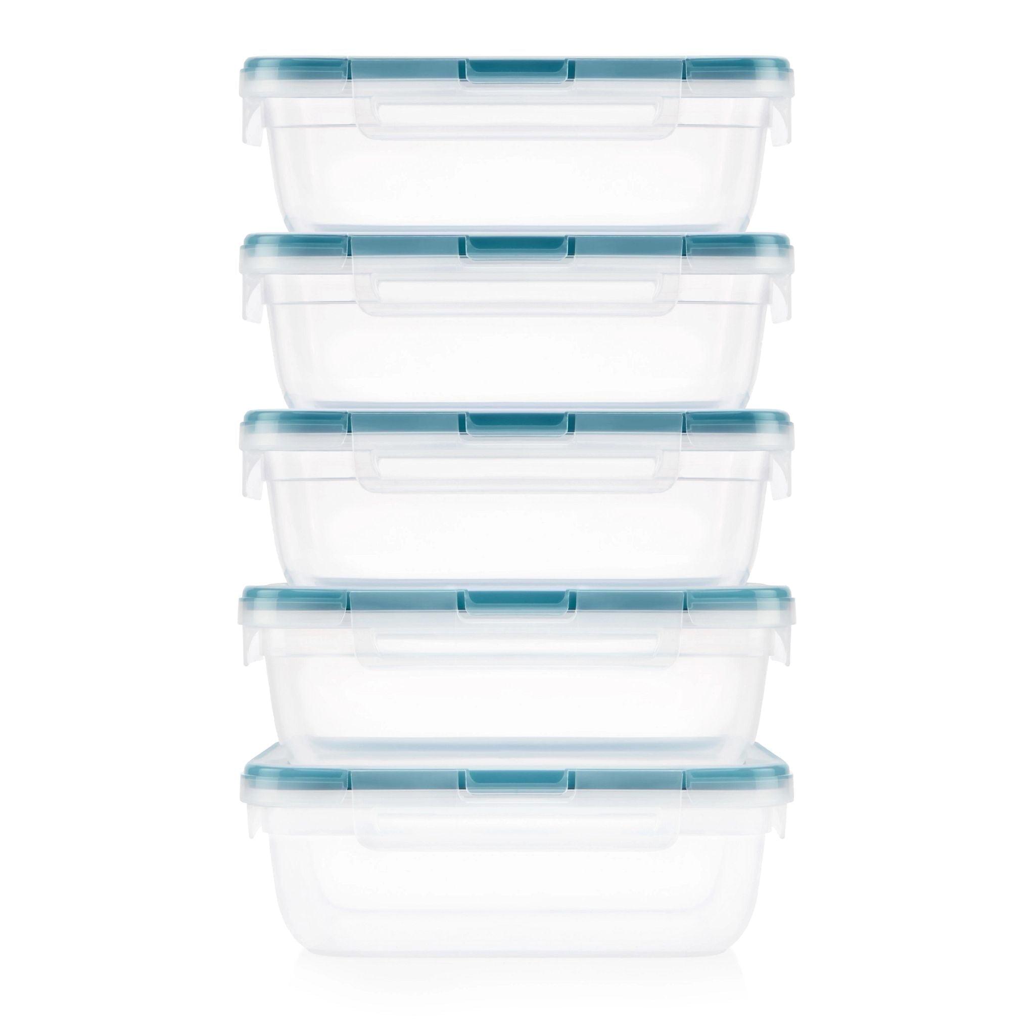 Clear Rectangular Plastic Meal Prep Containers with Latch Lids, 10-Piece Set