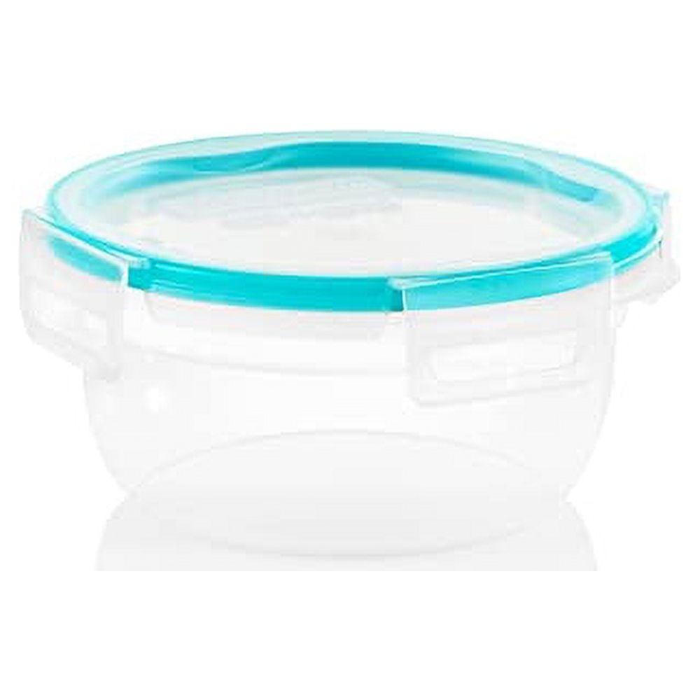 Clear Round Plastic Food Storage Container with Blue Lid, 3.8 Cups