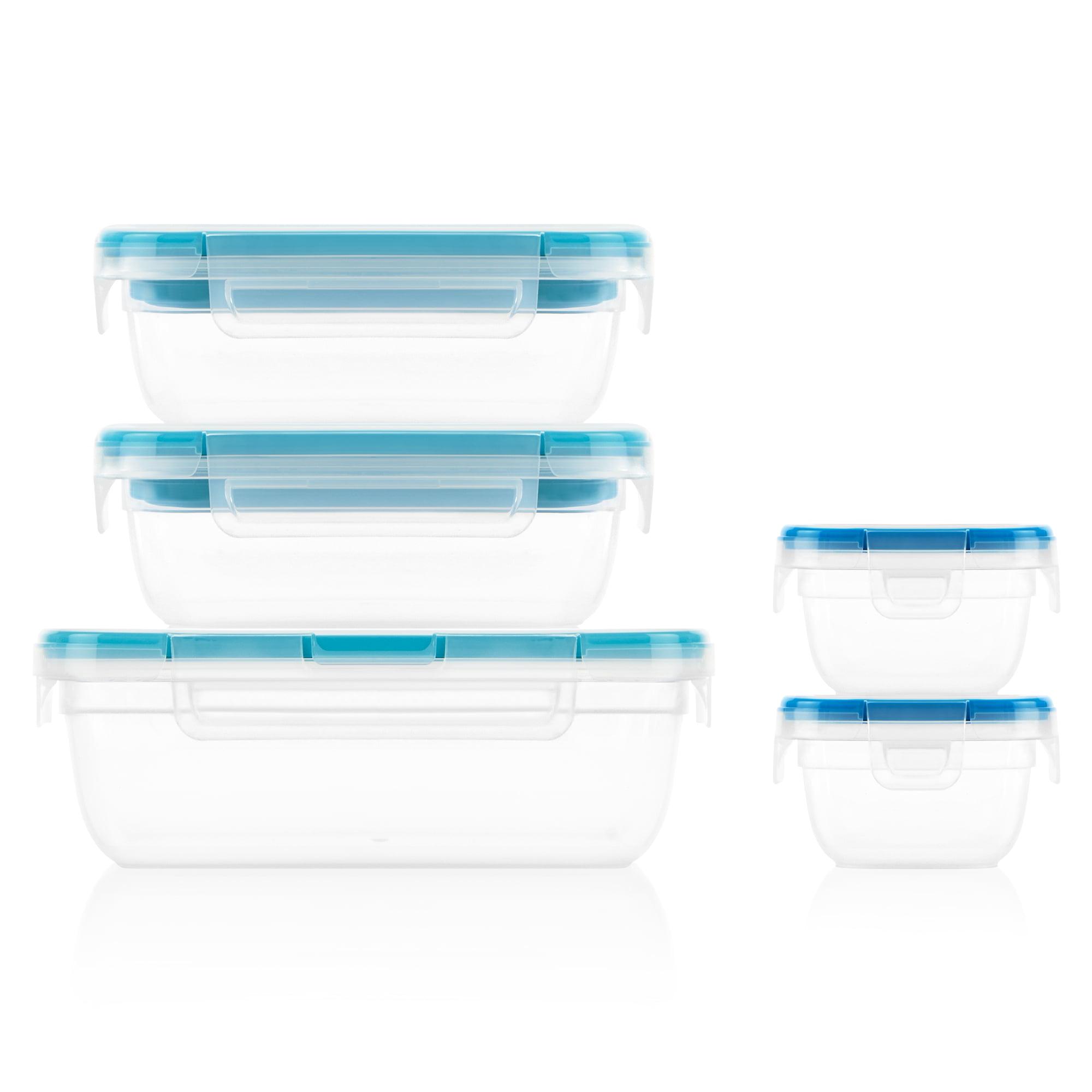 Clear BPA-Free Plastic Food Storage Containers with Snap Lids, 10-Piece Set